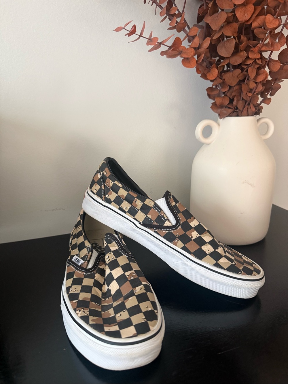 Camo Vans Checkerboard Slip-On Size 8